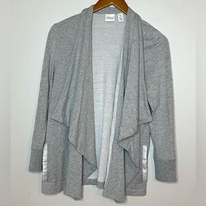 Chico’s Zenergy Gray Draped Open Front Cardigan Sweater Sz S